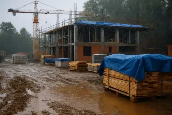 Como preparar um canteiro de obras para o tempo chuvoso