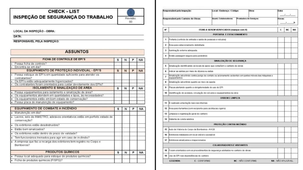 Checklists de segurança em obras