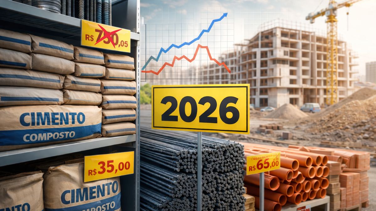 Preços de materiais de construção em 2026: o que mais subiu e o que ficou mais barato