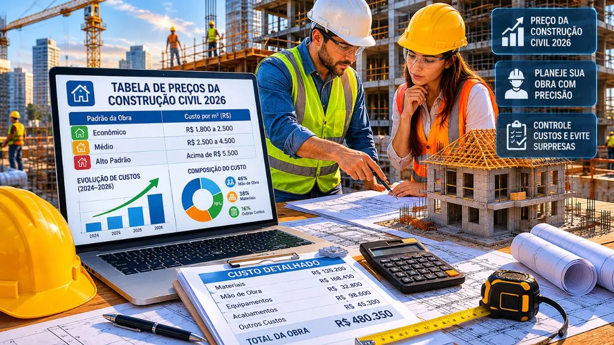 Tabela de preços da construção civil atualizada: veja quanto custa construir em 2026
