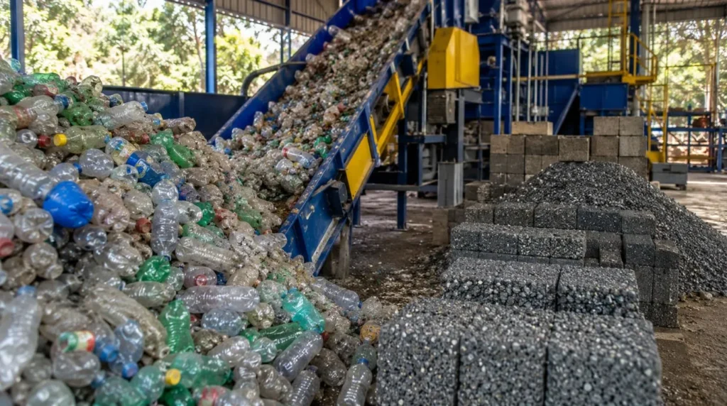 plástico reciclado na construção civil
