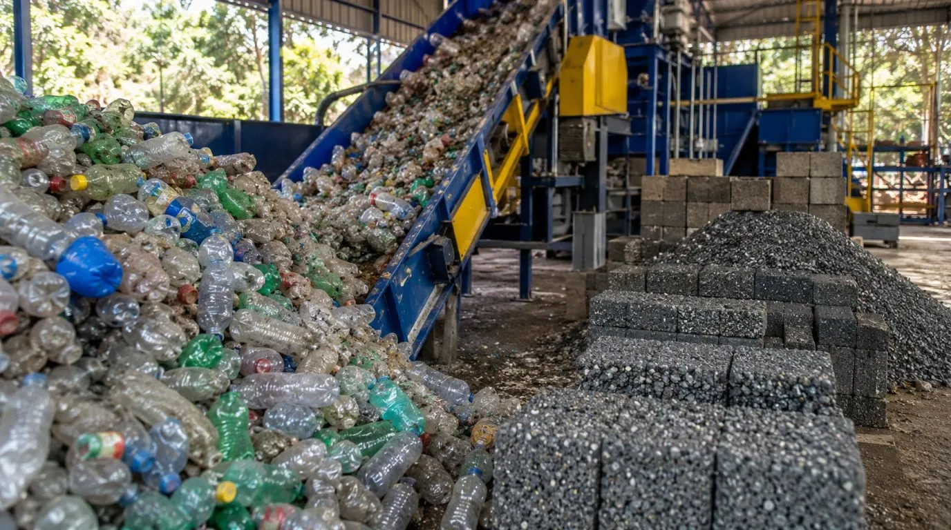 plástico reciclado na construção civil