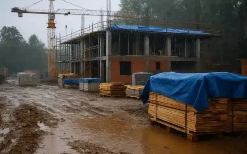 Como preparar um canteiro de obras para o tempo chuvoso