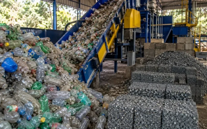 plástico reciclado na construção civil
