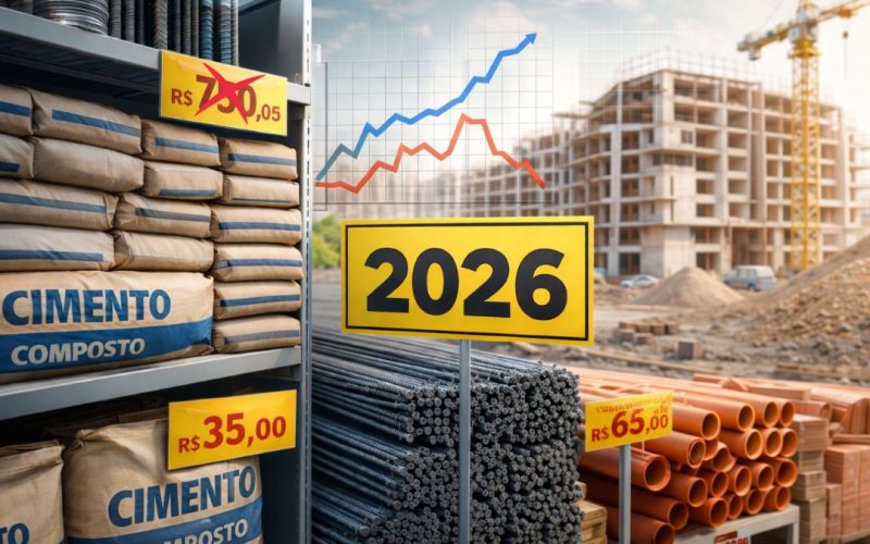 Preços de materiais de construção em 2026: o que mais subiu e o que ficou mais barato
