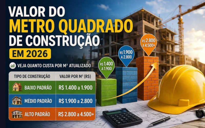 Valor do metro quadrado de construção em 2026: veja quanto custa por m² atualizado