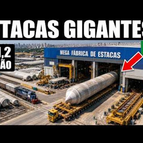 Como São Feitas Estacas de Concreto de Alta Resistência em Escala Gigante em uma Mega Fábrica