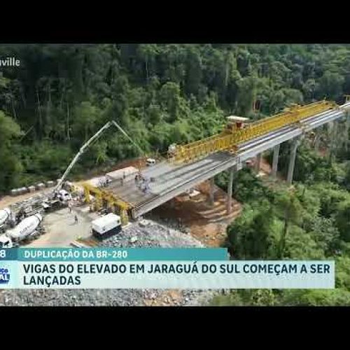 Jaraguá do Sul: duplicação da BR-280 avança com lançamento de vigas do elevado