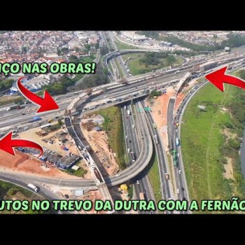 Drone mostra o avanço nas obras dos novos viadutos na ligação da Dutra com a Fernão Dias – São Paulo