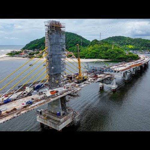 Com grande avanço no trecho estaiado, Ponte de Guaratuba chega a 85% de execução