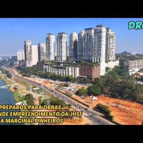 Drone na Marginal Pinheiros: Região do futuro grande empreendimento da JHSF e prédios próximos  – SP